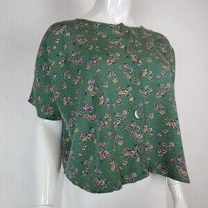 Vintage 80's Off The Coast Green Floral Crop Top